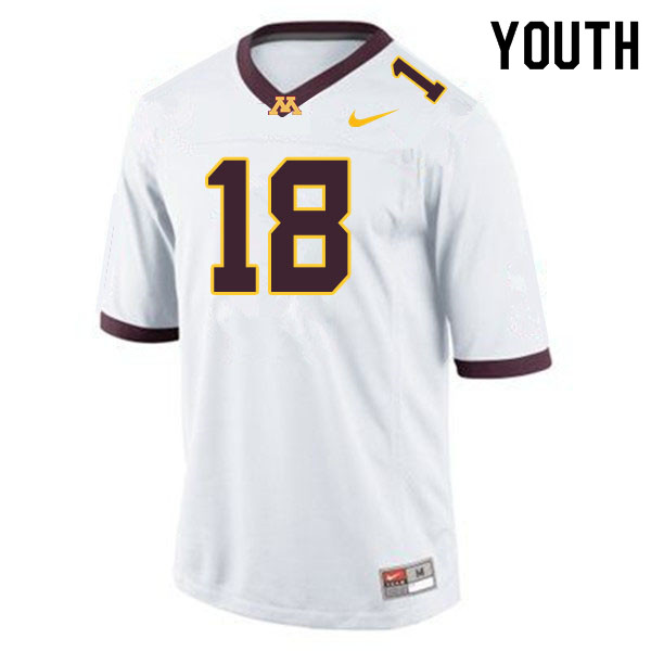 Youth #18 Clay Geary Minnesota Golden Gophers College Football Jerseys Sale-White - Click Image to Close